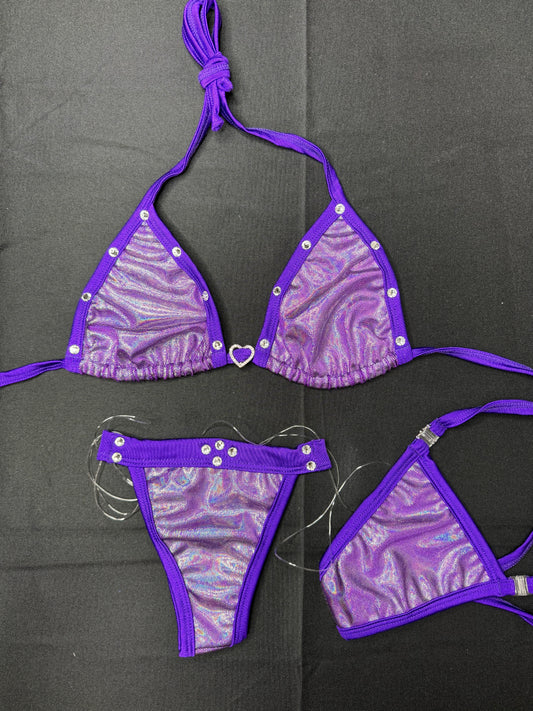 Metallic Purple/Purple Two-Piece Exotic Dancer Outfit