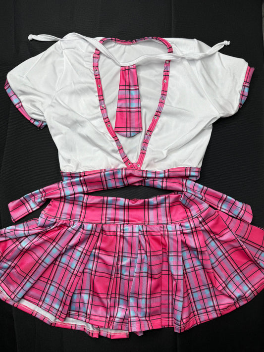 Hot Pink School Girl Stripper Skirt Outfit