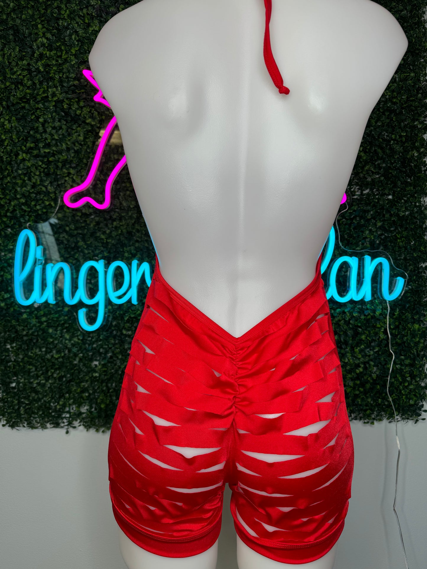 Metallic Red One-Piece Stripper Outfit