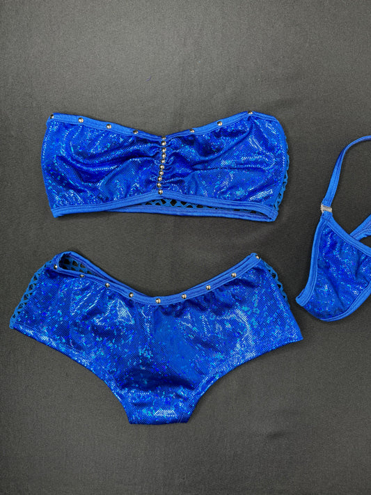 Royal Blue Tube Top/Shorts Two-Piece Lingerie Outfit