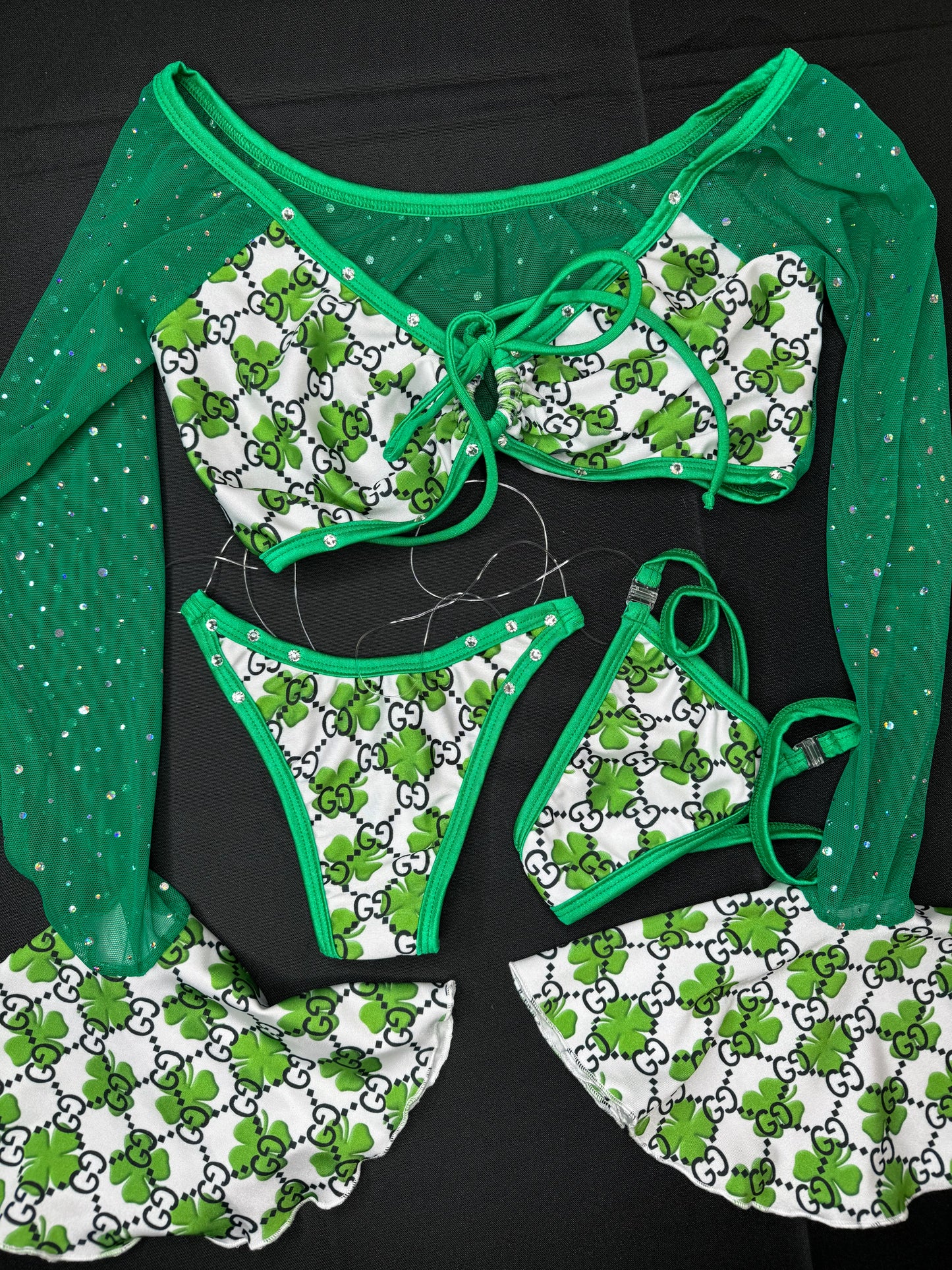 Green Saint Patrick’s Day Two-Piece Exotic Dancer Wear Outfit