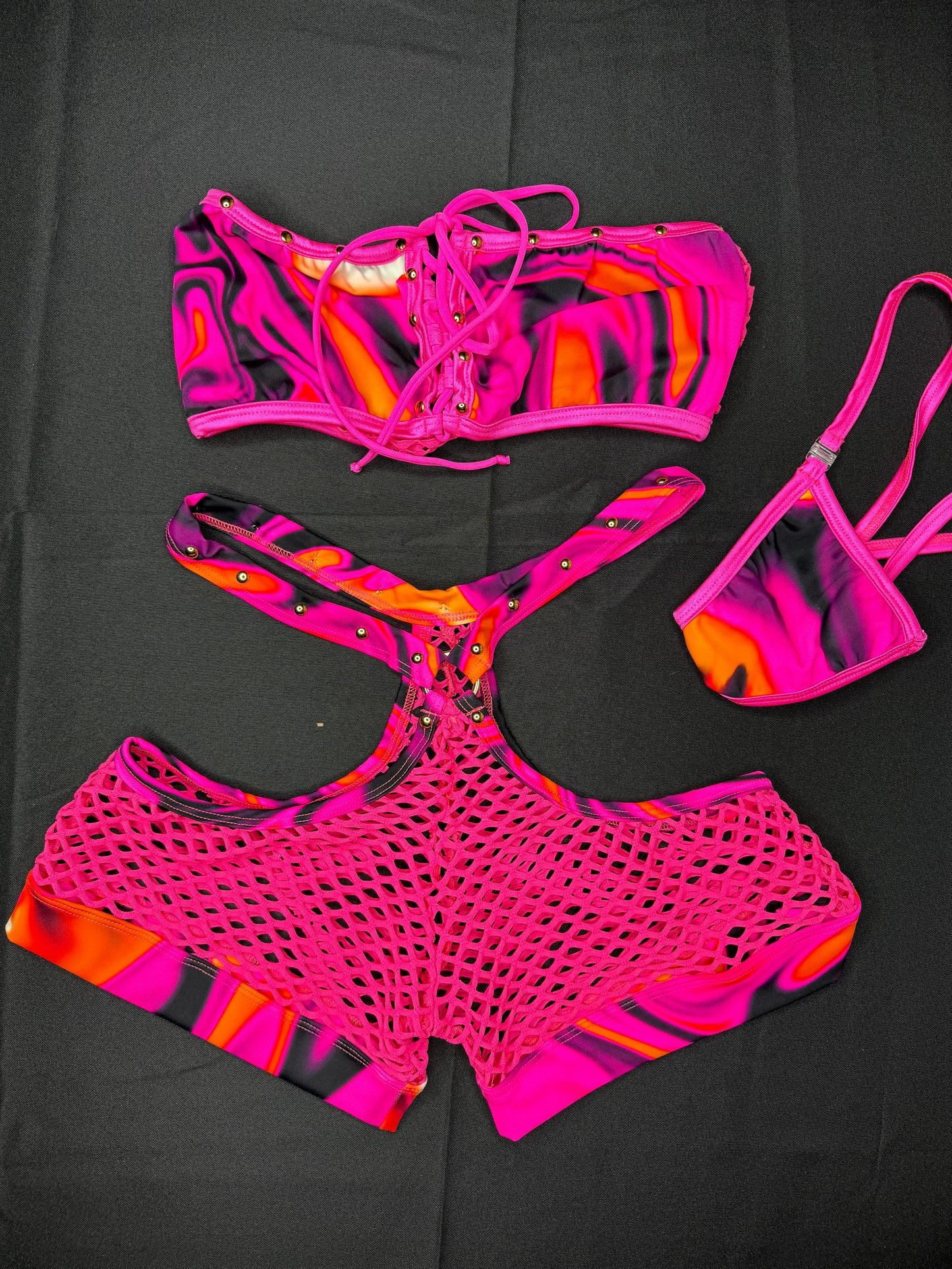 Cosmic Hot Pink Two-Piece Shorts Exotic Dancer Outfit