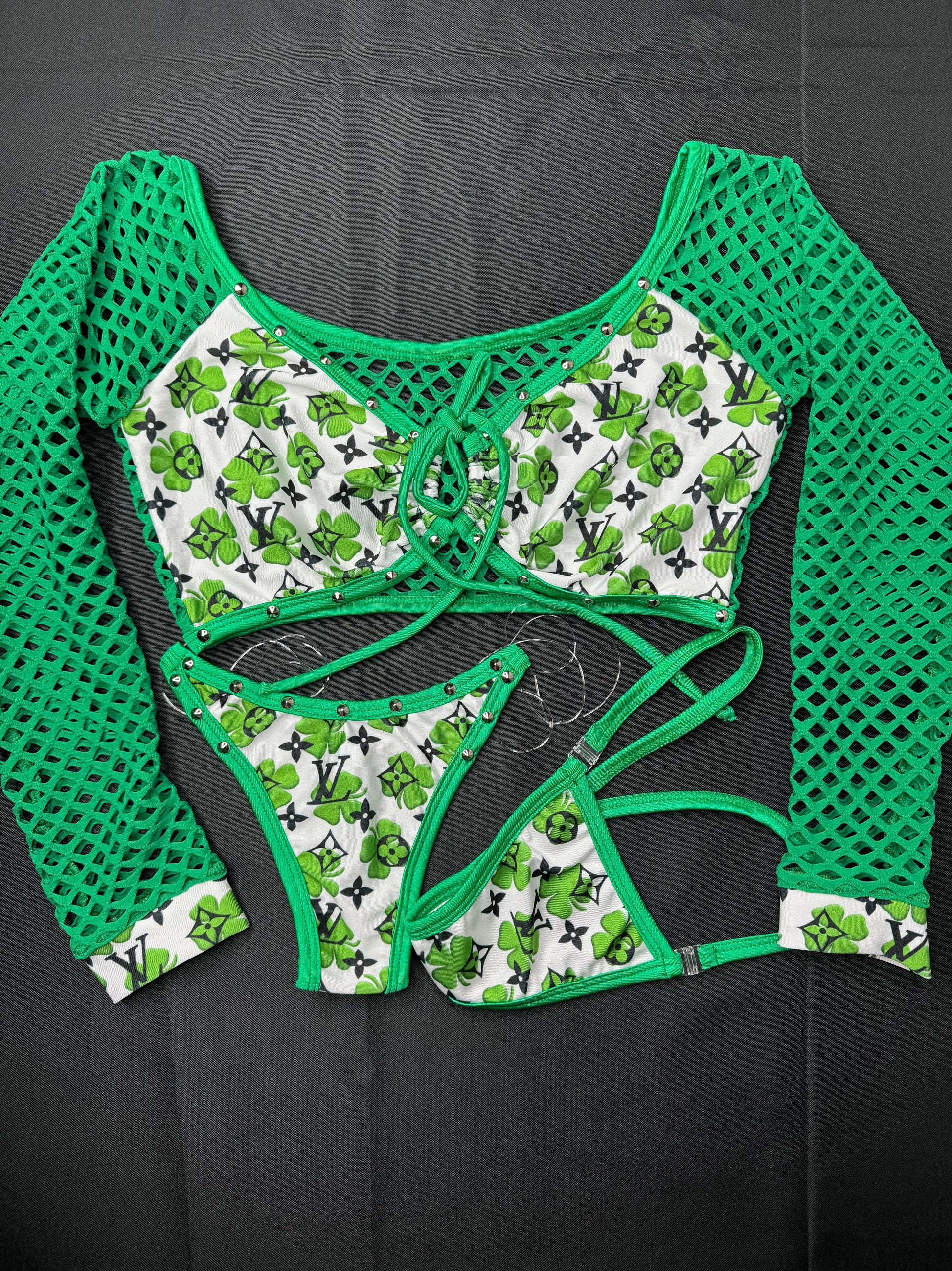 Saint Patrick’s Green/White Two-Piece Lingerie Outfit