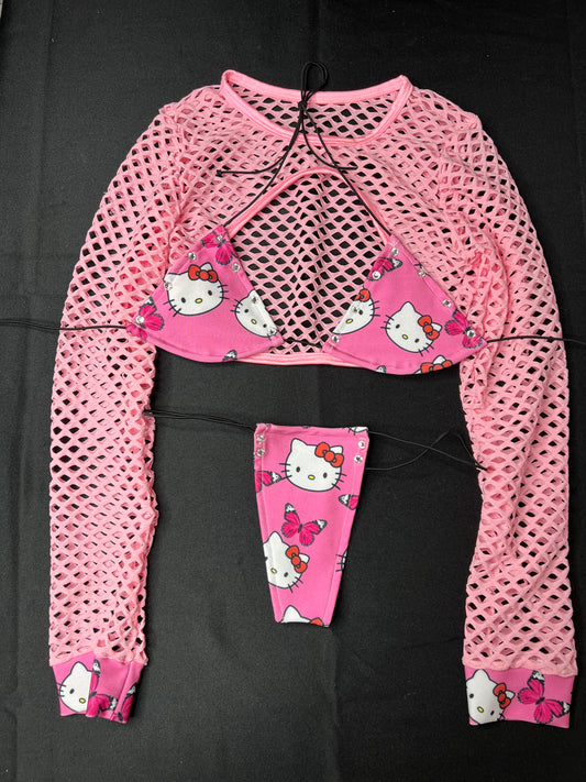 Baby Pink Kitty Three-Piece Exotic Dancer Outfit