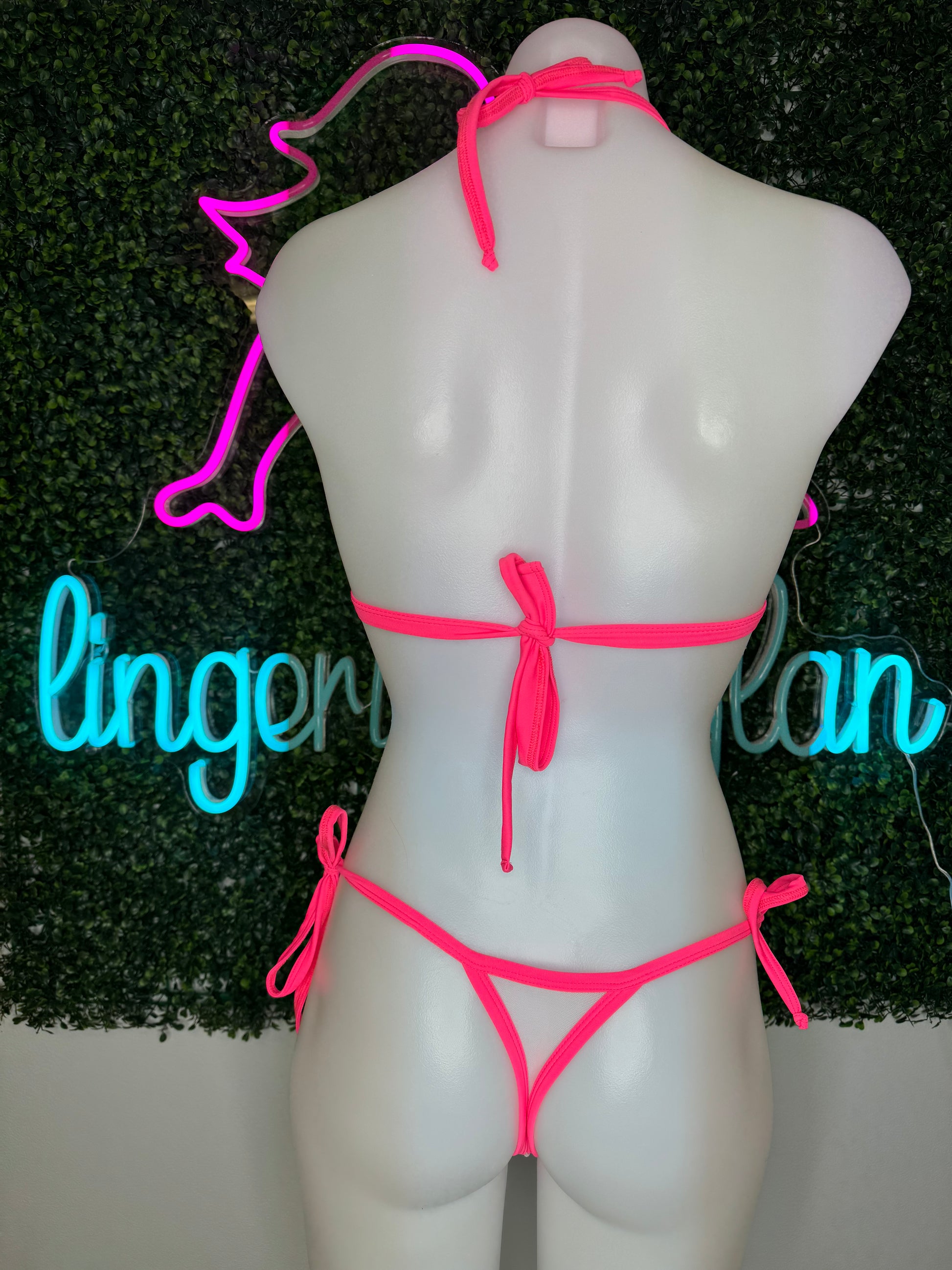 heart latex bikini two-piece stripper outfit