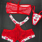 Red/White Heart Kitty Two-Piece Lingerie Outfit