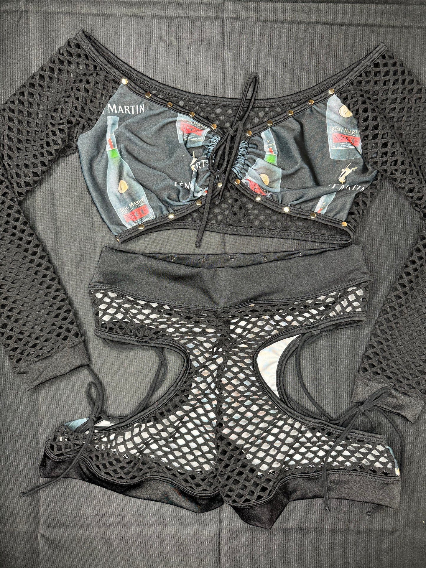 Black Long Sleeve/Shorts Two-Piece Exotic Dancer Outfit