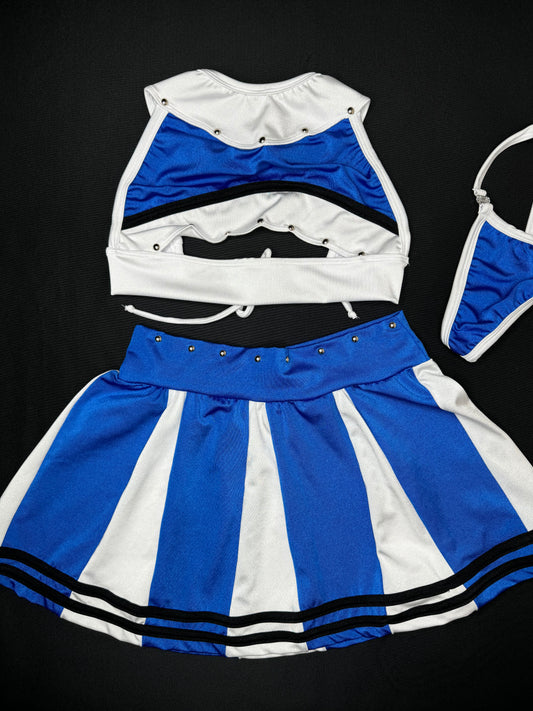 Blue/White Two-Piece Skirt Lingerie Outfit