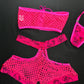 Hot Pink Fishnet Kitty Tube Top/Shorts Two-Piece Lingerie Outfit