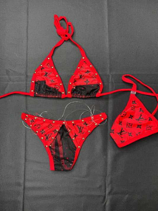 Red/Black Two-Piece Exotic Dancer Bikini