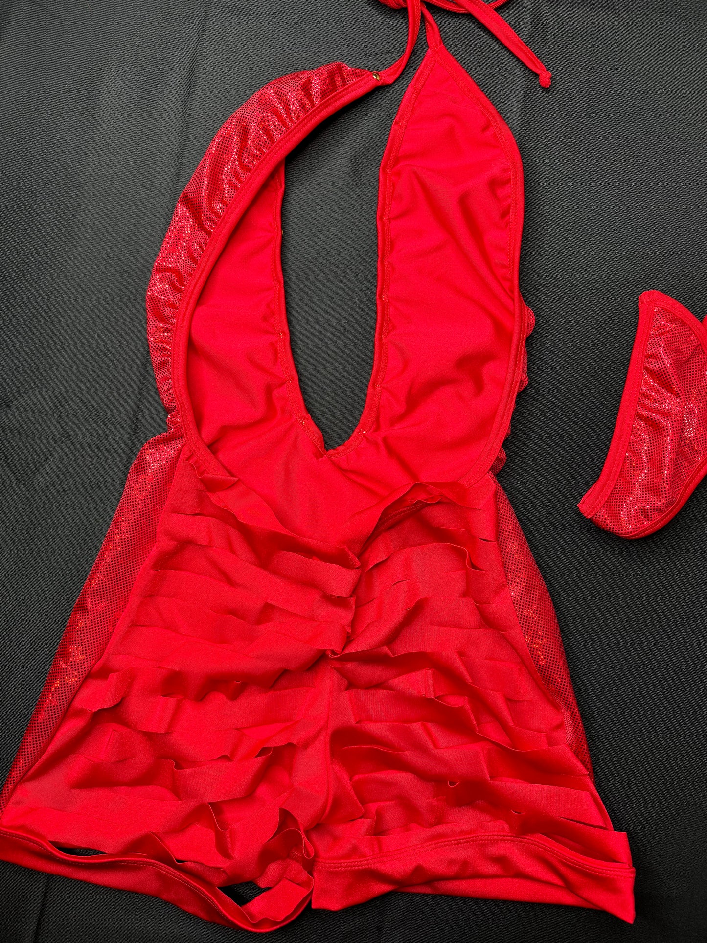 Metallic Red One-Piece Stripper Outfit