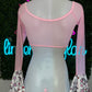 Baby Pink/White Kitty Long Sleeve Mesh Stripper Outfit