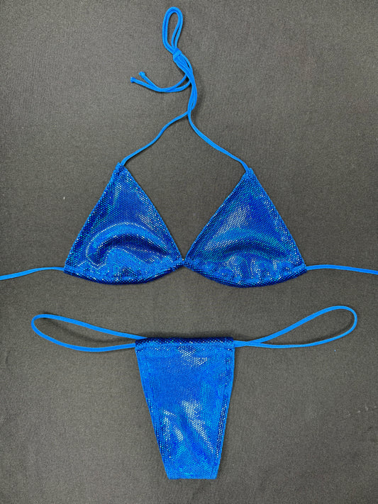 Royal Blue Two-Piece Micro Bikini Lingerie Outfit