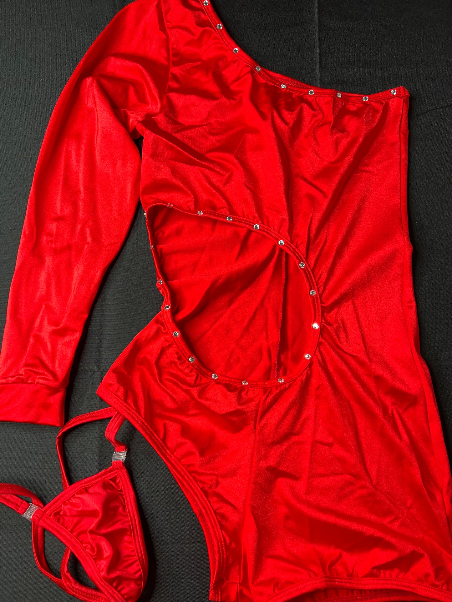 Red Stripper Single Sleeve One-Piece Outfit