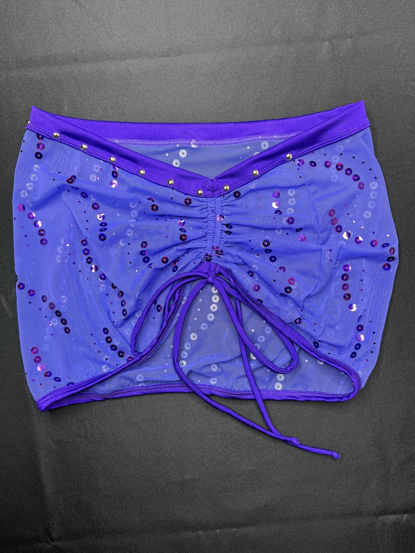 Three-Piece Purple Mesh Sling-Shot Skirt Lingerie Outfit
