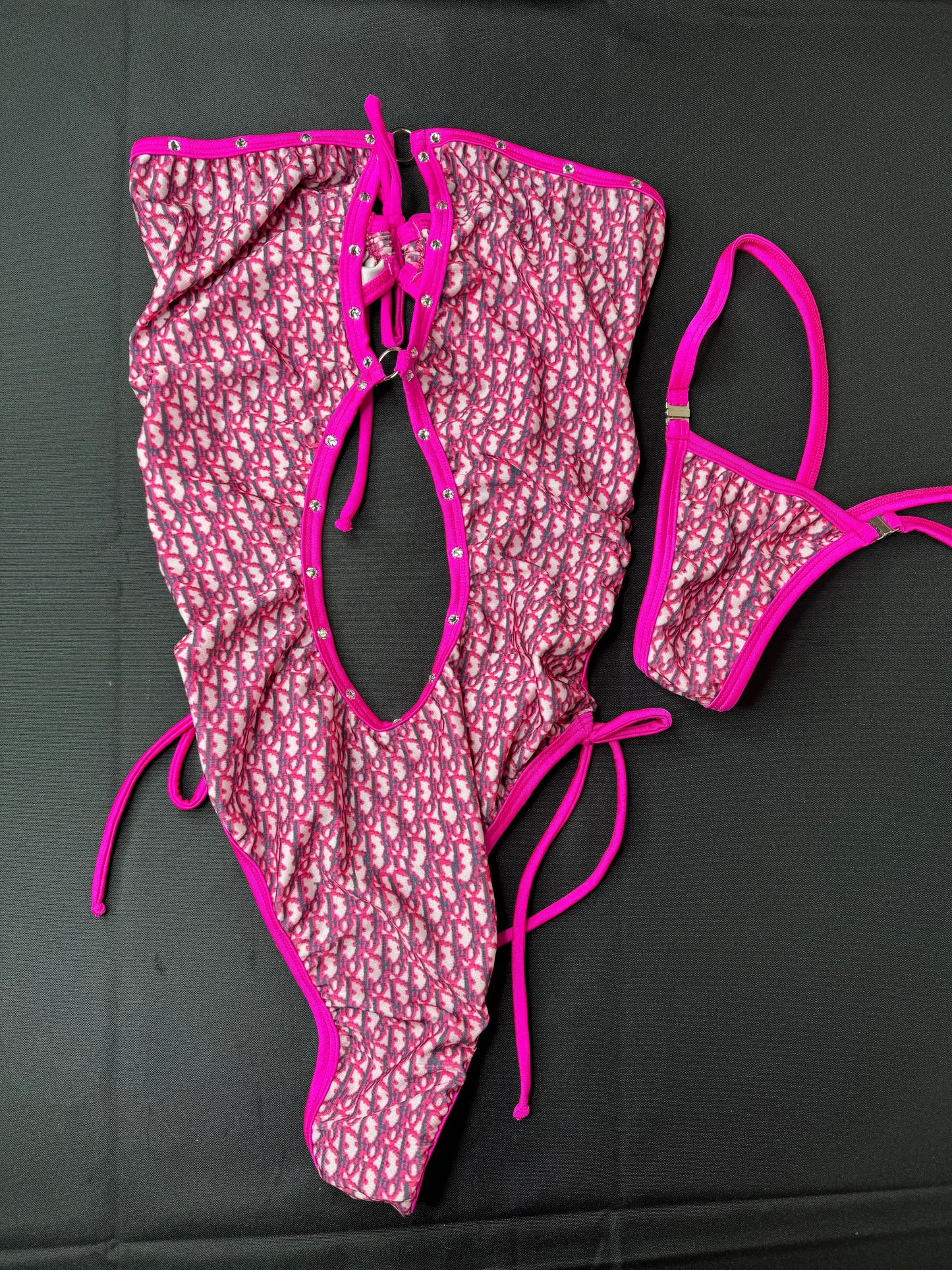 Hot Pink/Baby Pink One-Piece Stripper Outfit