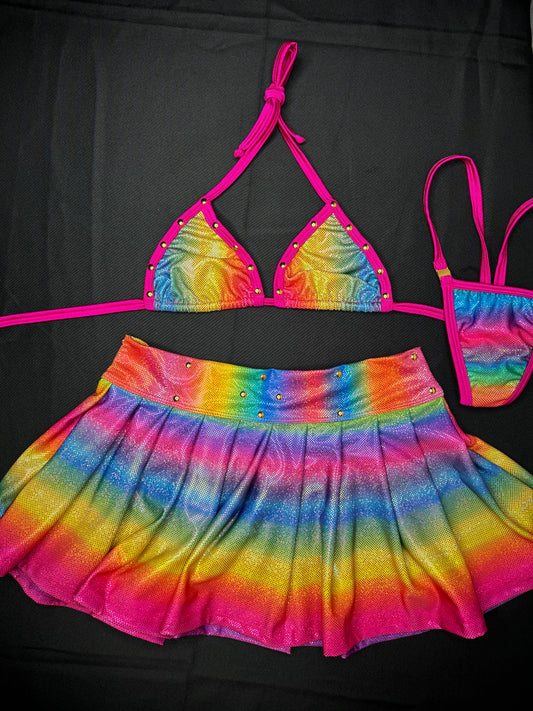 Rainbow Pride Two-Piece Skirt Lingerie Outfit