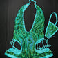 Metallic Green Tiger Stripes One-Piece Exotic Dancer Outfit