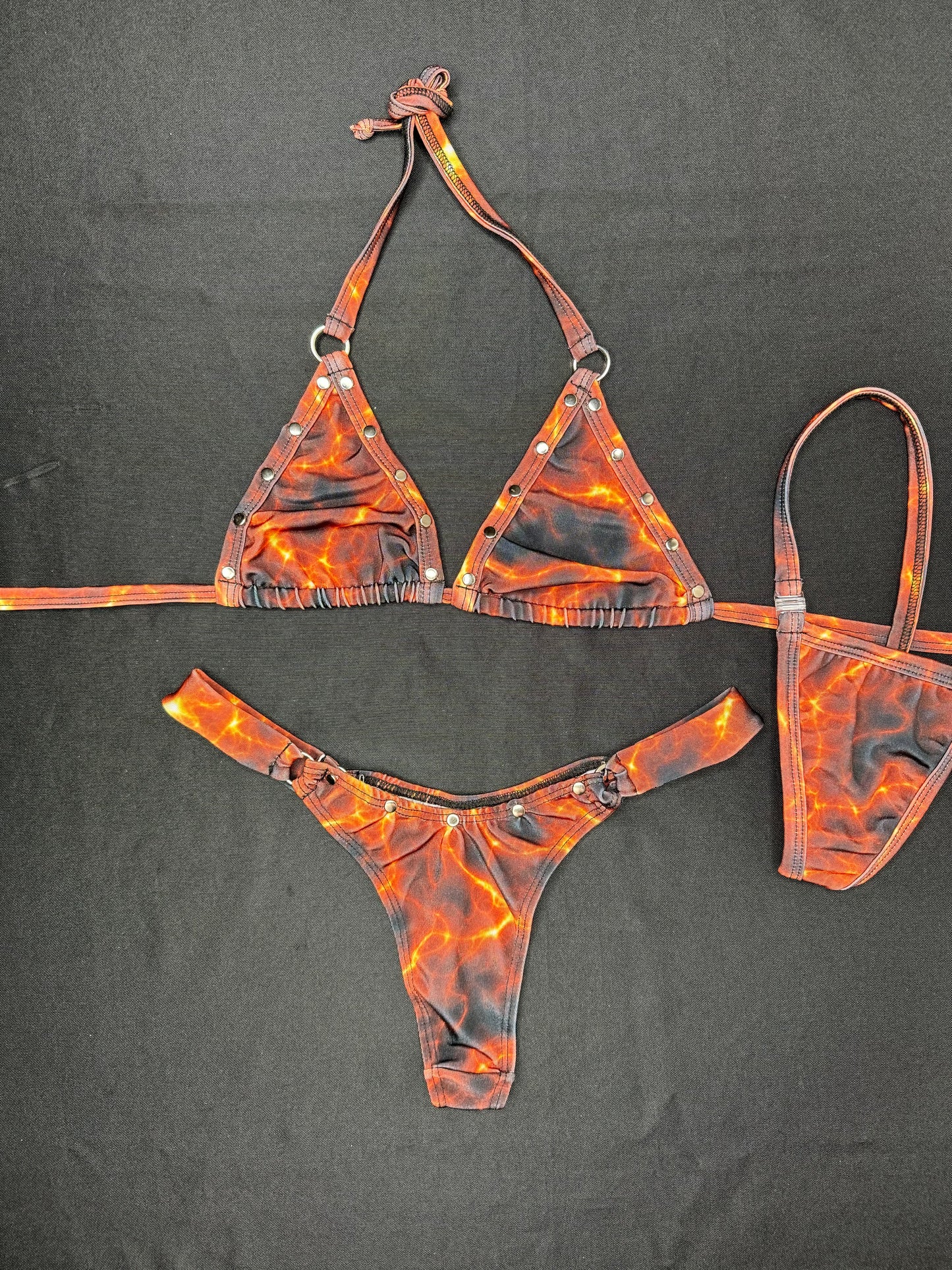 Black/Orange Two-Piece Bikini Lingerie Outfit