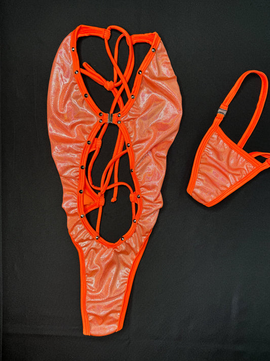 Mystic Orange One-Piece Exotic Dancer Outfit