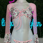 Baby Pink/White Kitty Long Sleeve Mesh Stripper Outfit