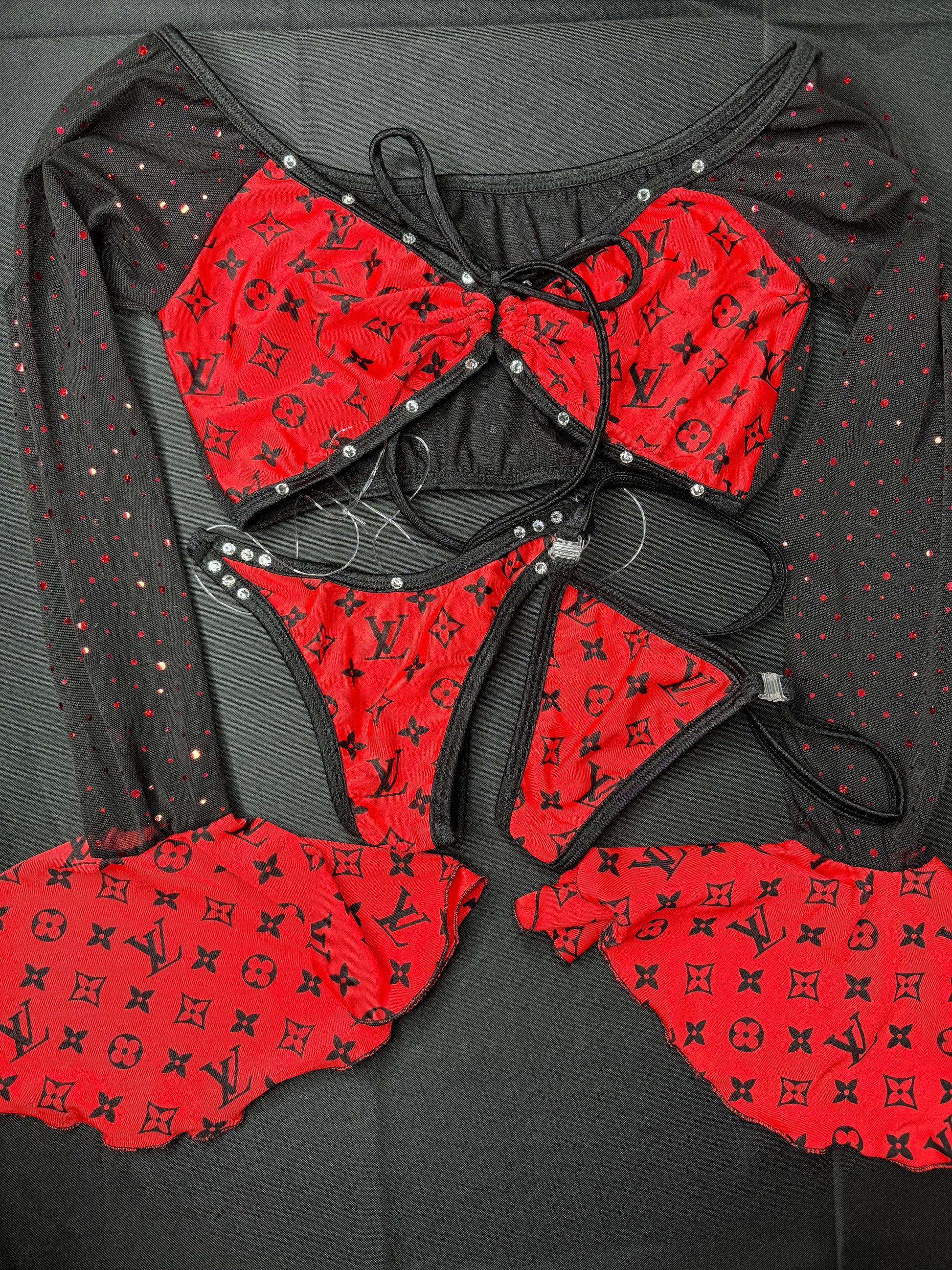 Red/Black Two-Piece Stripper Outfit