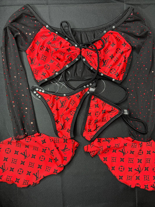 Red/Black Two-Piece Stripper Outfit