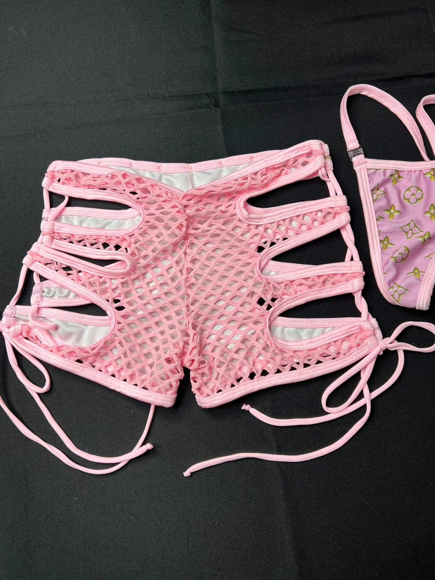 Baby Pink Two-Piece Bikini Top/Shorts Exotic Dancer Outfit