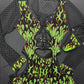 Green Mesh/Black Flame Fishnet One-Piece Romper Lingerie Outfit