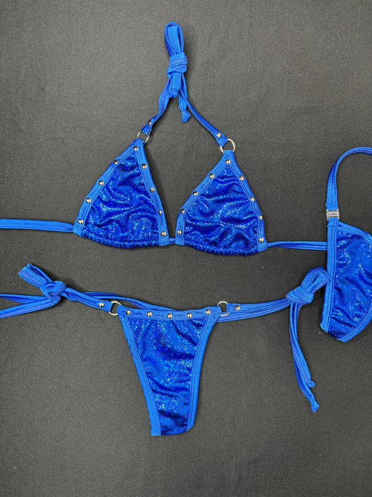 Royal Blue Side-Tie Two-Piece Bikini Lingerie Outfit