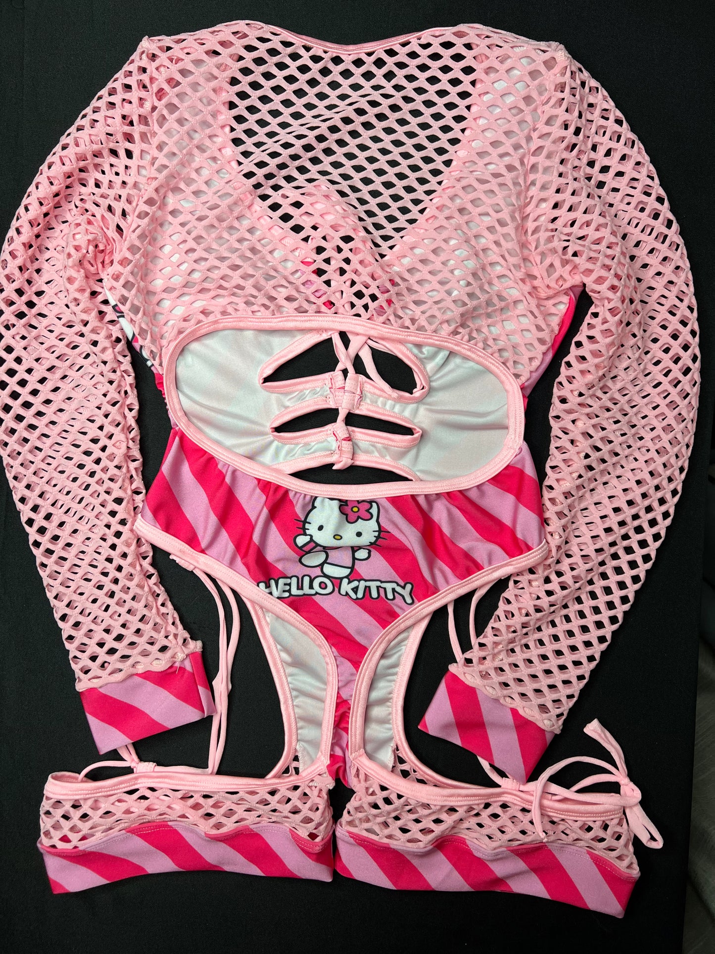 Baby Pink/Pink Kitty One-Piece Romper Lingerie Outfit