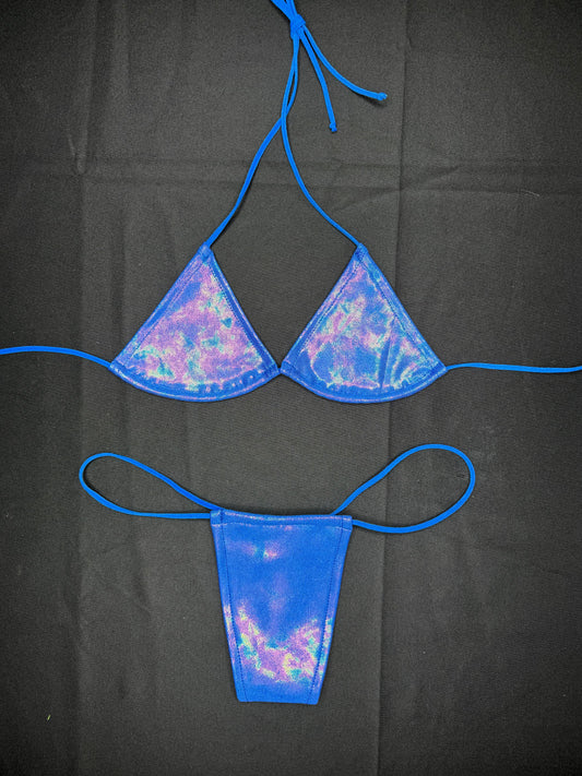 Mystic Blue Two-Piece Micro Bikini Lingerie Outfit