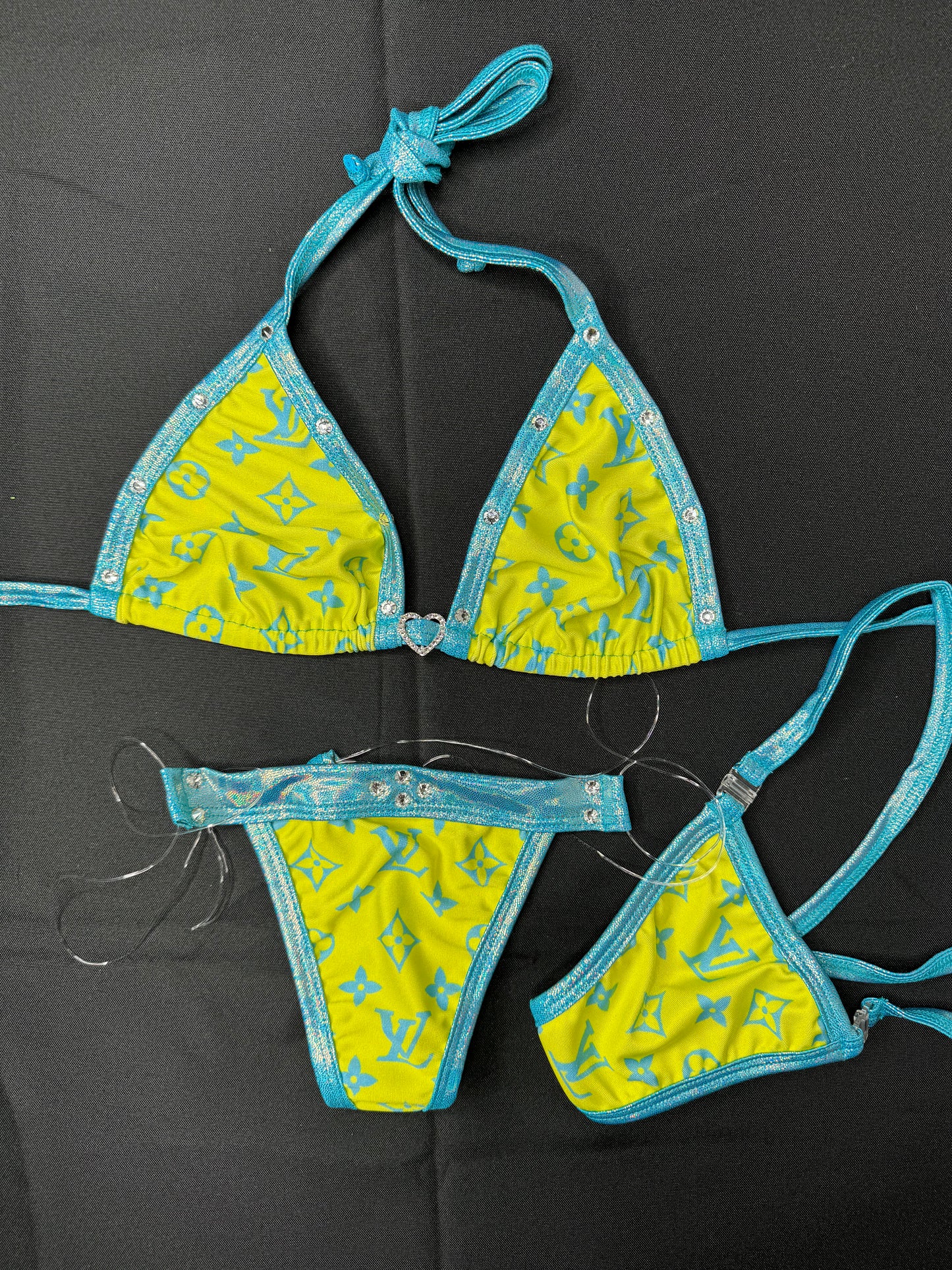 Yellow/Mint Two-Piece Exotic Dancer Bikini Outfit