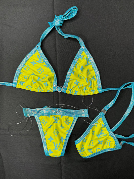 Yellow/Mint Two-Piece Exotic Dancer Bikini Outfit
