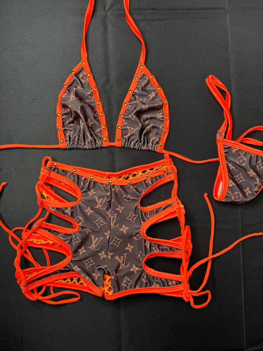 Orange/Brown Two-Piece Stripper Outfit