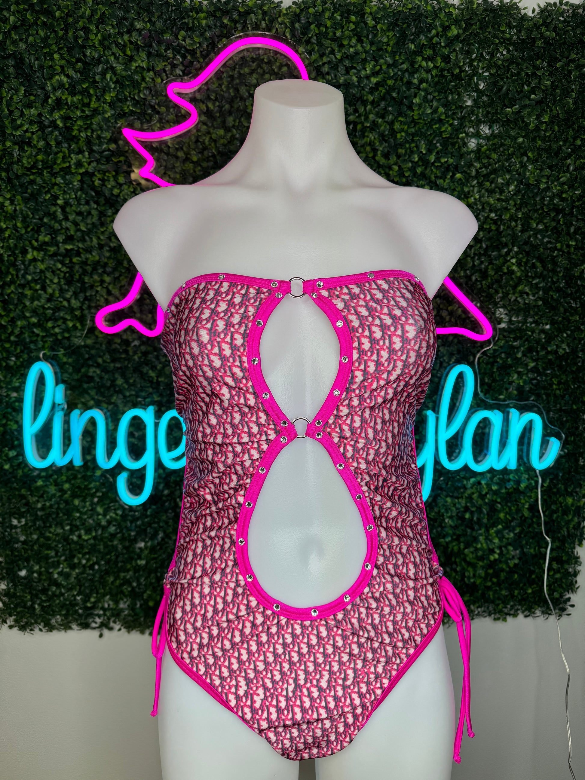 Hot Pink/Baby Pink One-Piece Stripper Outfit