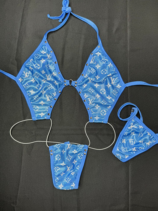 Baby Blue One-Piece Sling Shot Exotic Dancer Outfit