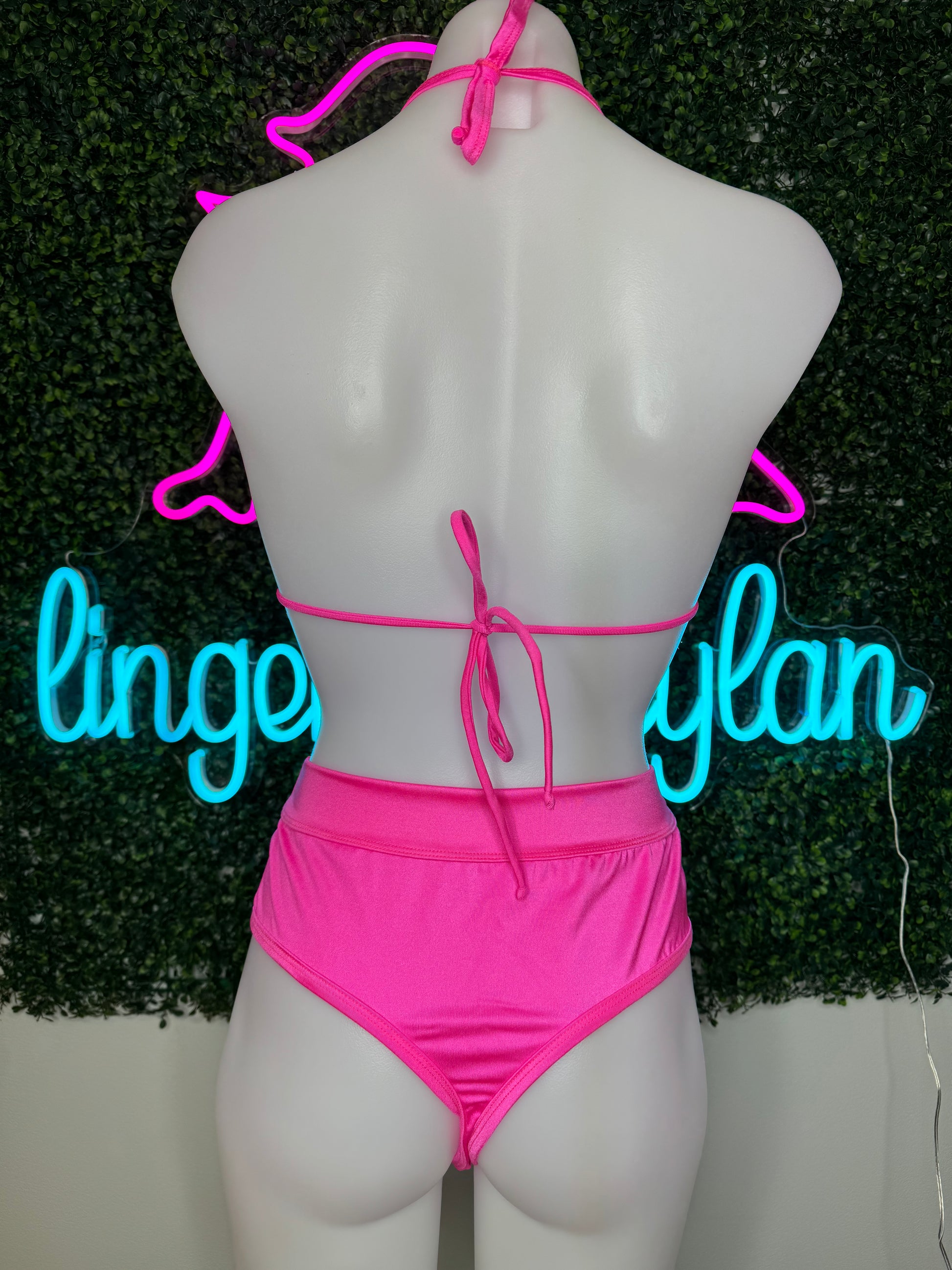 Hot/Baby Pink High Waisted Short Two-Piece Stripper Outfit