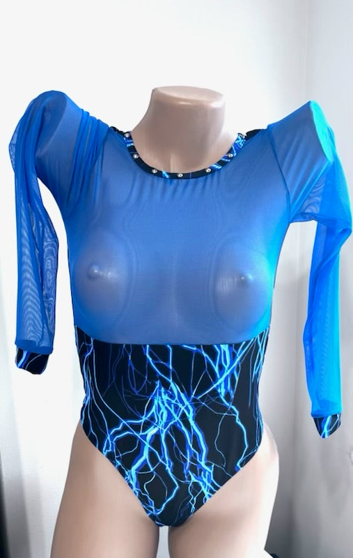 Blue Thunder One-Piece Leotard Lingerie Outfit