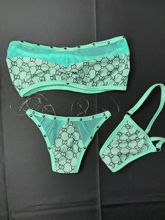 Mint Two-Piece Tube Top Exotic Dancer Outfit