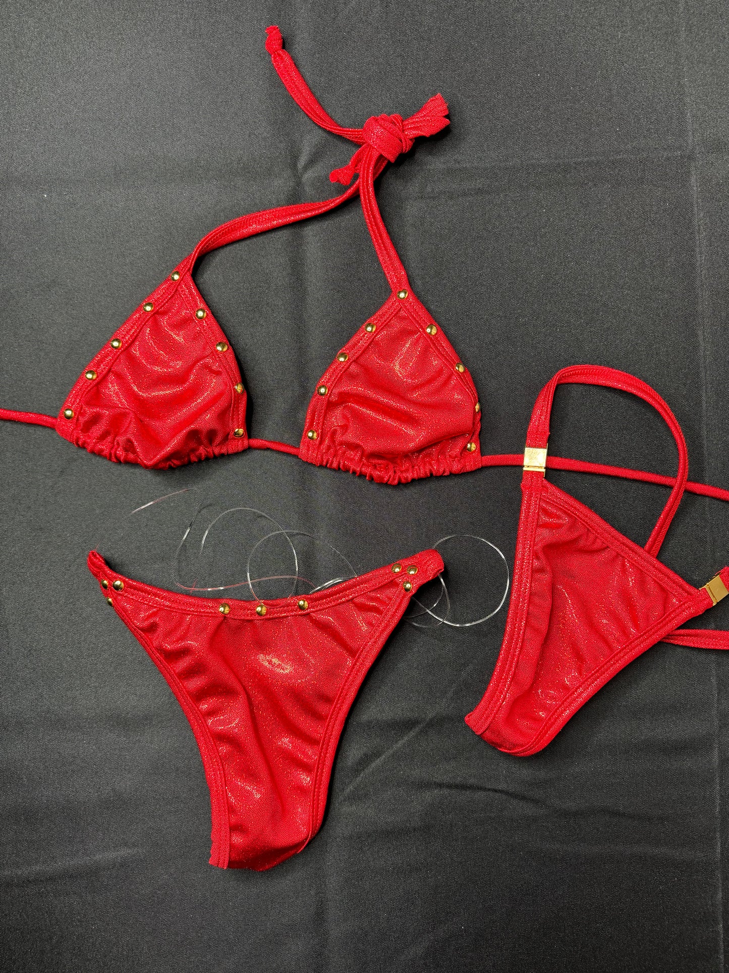 red two-piece bikini stripper outfit