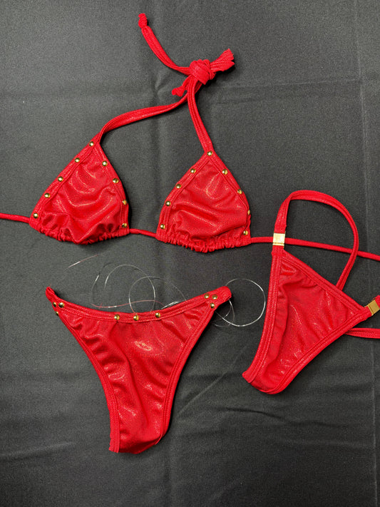red two-piece bikini stripper outfit