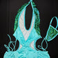 Metallic Green Tiger Stripes One-Piece Exotic Dancer Outfit