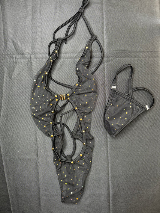 One-Piece Sparkle Mesh Exotic Dancer Outfits
