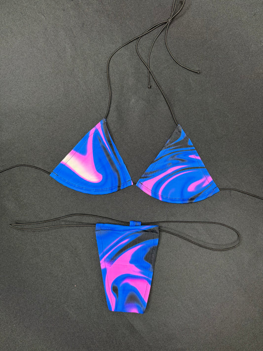 Cosmic Purple Two-Piece Micro Bikini Lingerie Outfit