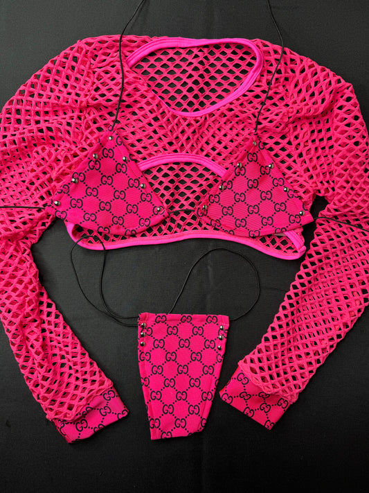 Hot Pink Three-Piece Stripper Outfit