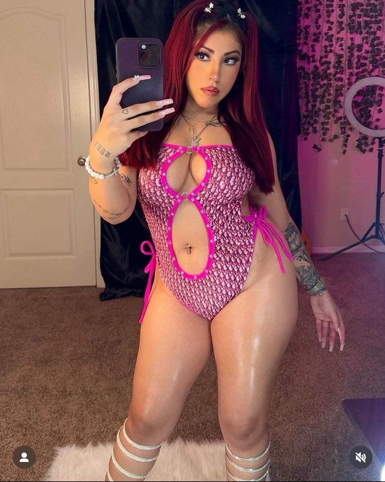 Hot Pink/Baby Pink One-Piece Lingerie Outfit