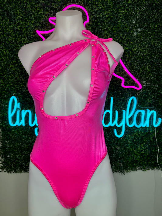 Hot Pink One-Piece Leotard Outfit