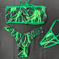 Lightning Green/Orange Tube Top/Thong Two-Piece Lingerie Outfits