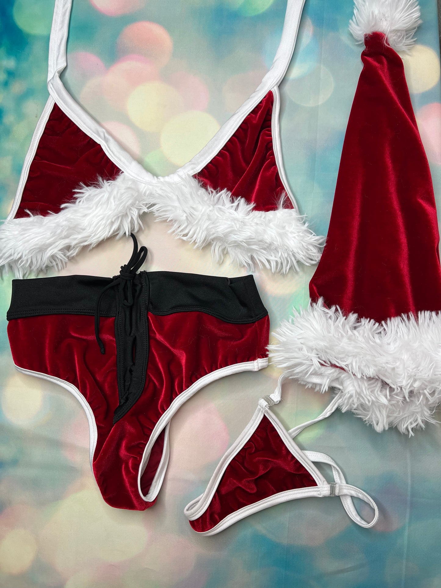 Red Velvet High Waisted Shorts Christmas Outfit